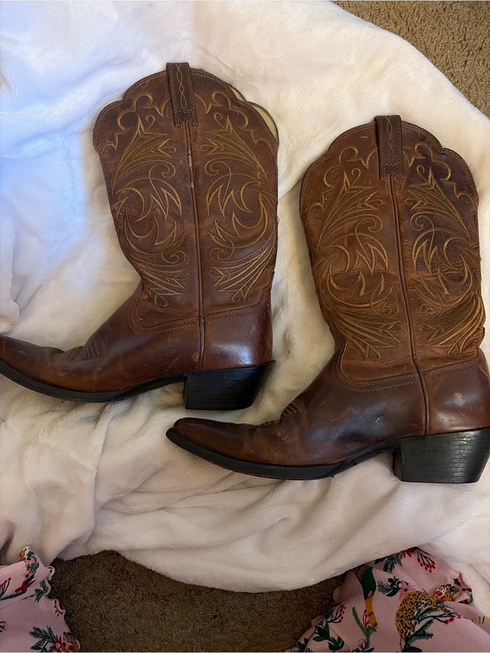 Womens Brown Leather Western Cowboy Boots